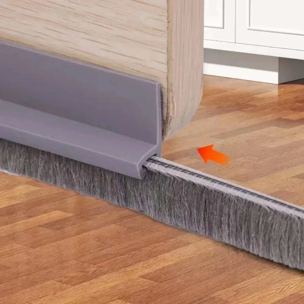 1PC 100cm Self-adhesive Door Draft Stopper Brush Seal Strip for Home Dustproof Soundproof Weather Stripping Door Bottom Guard