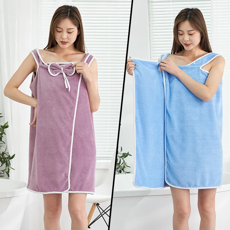 

Soft coral velvet bathing dress hemp lace bow section of the women's halter bath skirt absorbent not easy to fall out of hair