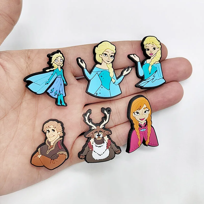 13pcs Cartoon Disney Princess Frozen Anna Elsa Olaf PVC Shoe Charms For Clogs Pins Sandals Shoes Decoration Kid Girl Gift image 4