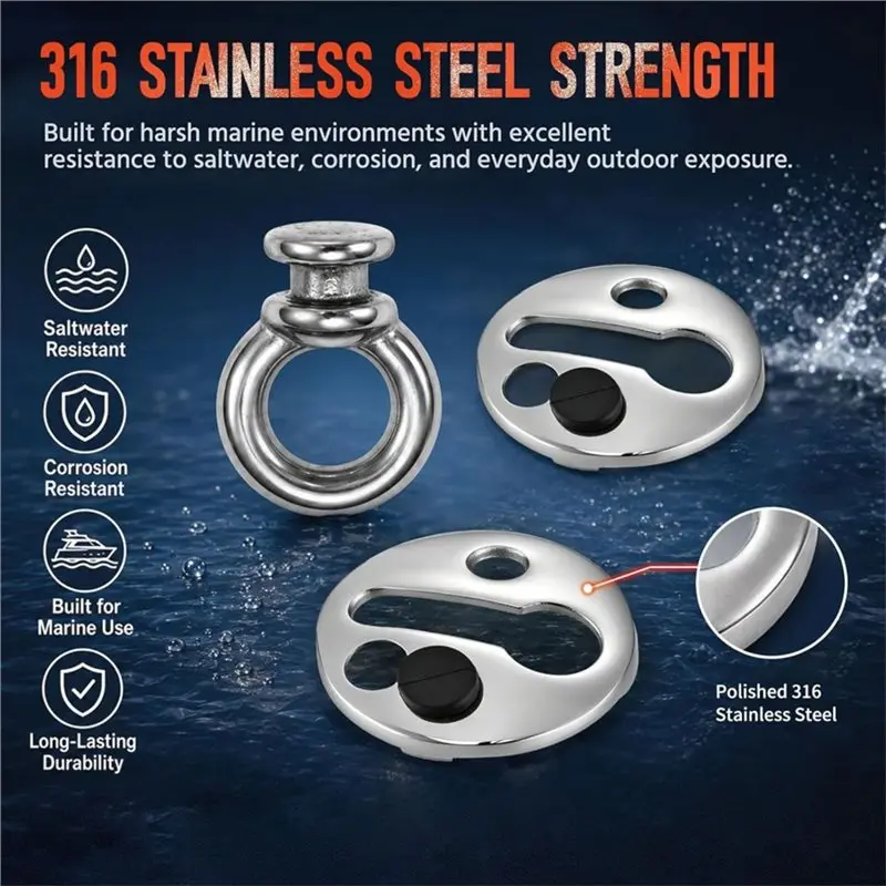 【Price Drop !!】Boat Fender Lock Kit(2 Pcs) Quick Release Hanger System Includes 2 Lock Eyes And 2 Bases For Pontoon, Yacht, Sail