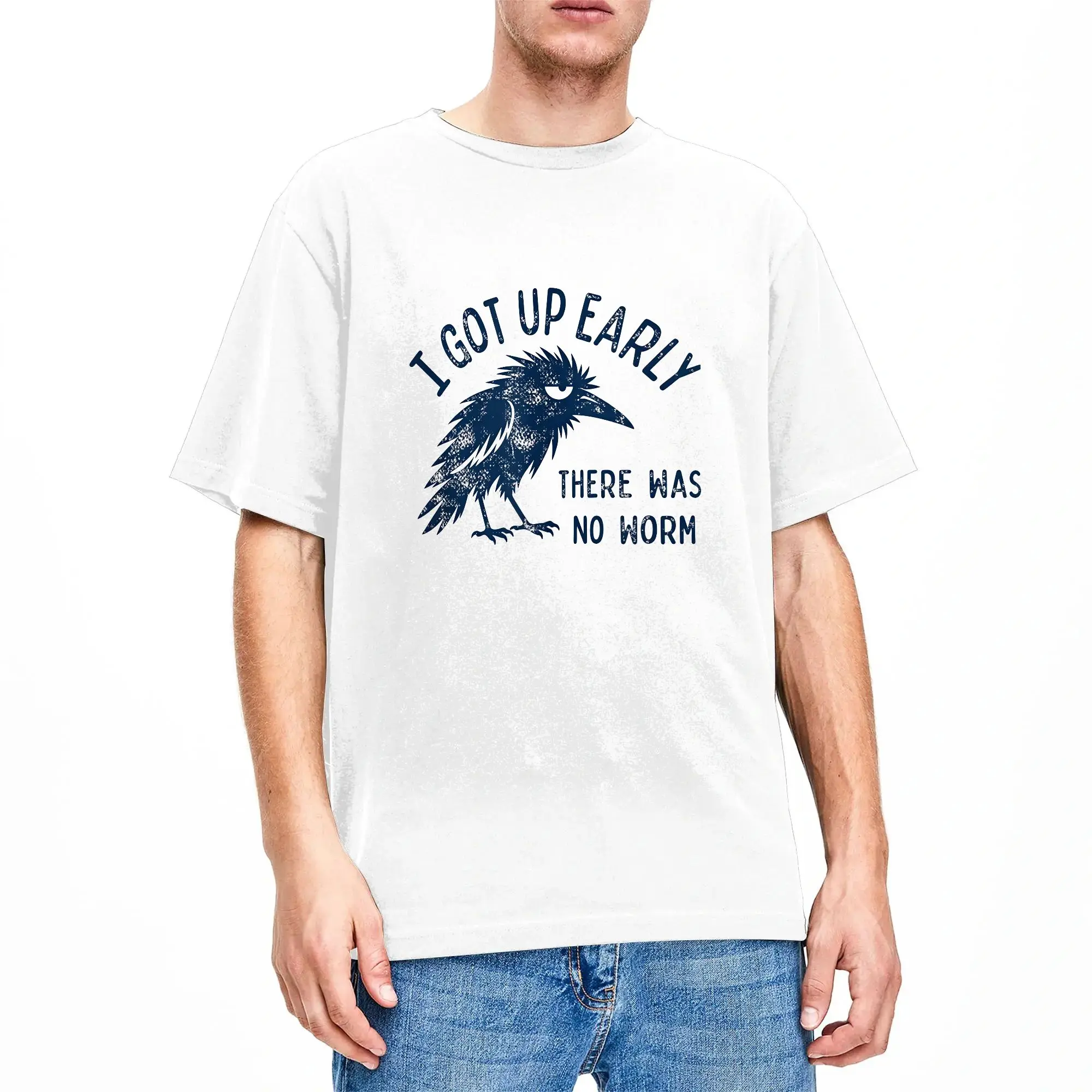 Funny Early Bird I Got Up Early But There was No Worm T Shirt Men's  Cotton Vintage T-Shirts O Neck  Tees Short Sleeve Clothes