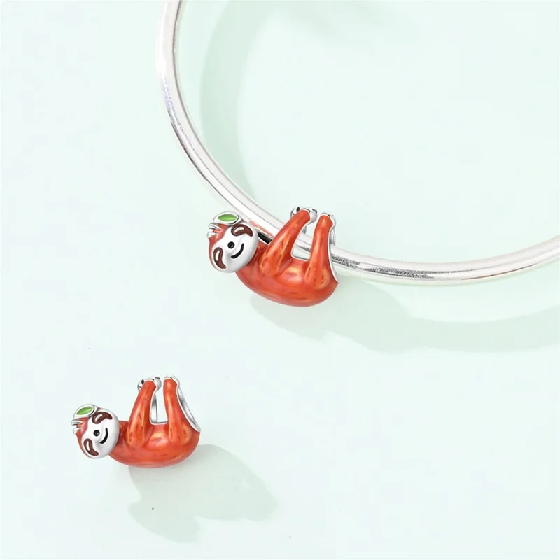 2026 Popular 925 Sterling Silver Hanging Sloth Charms Beads CZ Zircon Fit Original Bracelet DIY For Women Birthday Jewelry Gifts