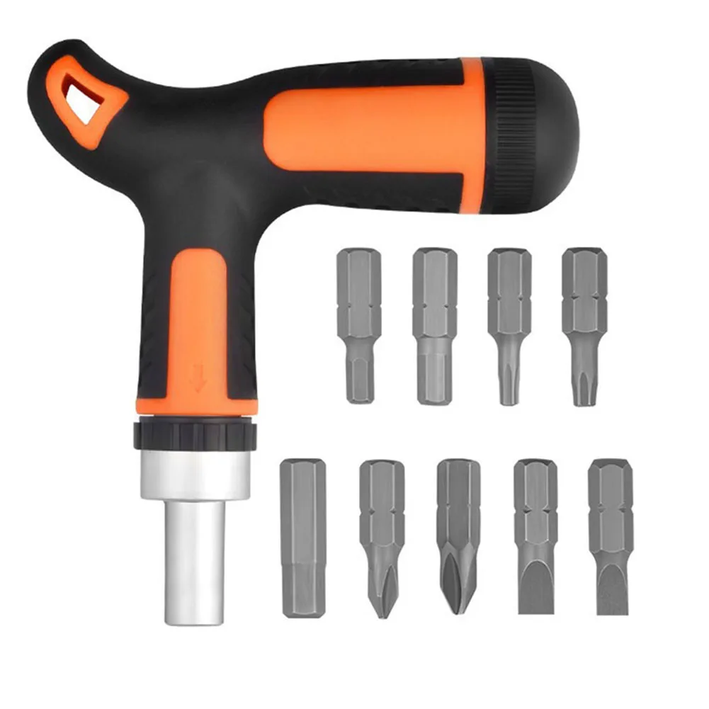 

9 In 1 Ratchet Screwdriver Set T Handle Cross Groove Screw Bits Tool Dual-Purpose For Electrician Mechanic Repair Hand Tool