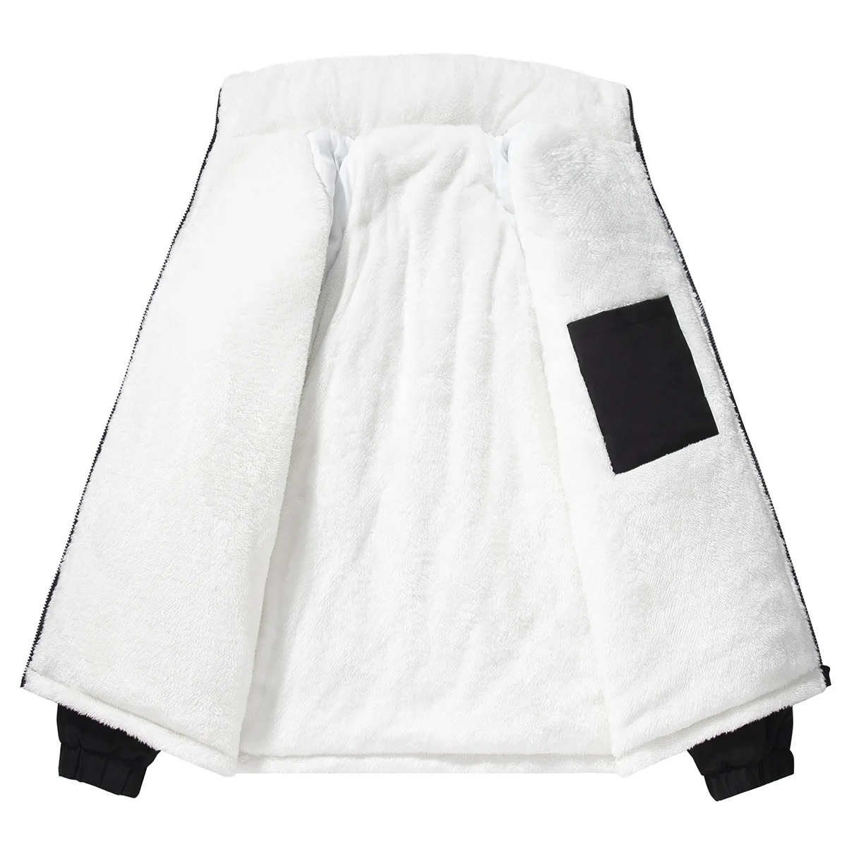2025 mann Jacke Winter Verdicken Fleece Kontrast Farbe Stehkragen Männer Unten Mantel Mode Lange Sleeve Zipper Männliche Oberbekleidung