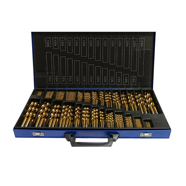 

230PCS Metric DIN338 Titanium HSS Drill Bit Set in Metal Box