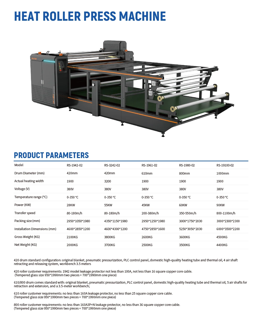 Macchina per sublimazione a rulli con pressa per trasferimento di calore da rotolo a rotolo da 1,8 m