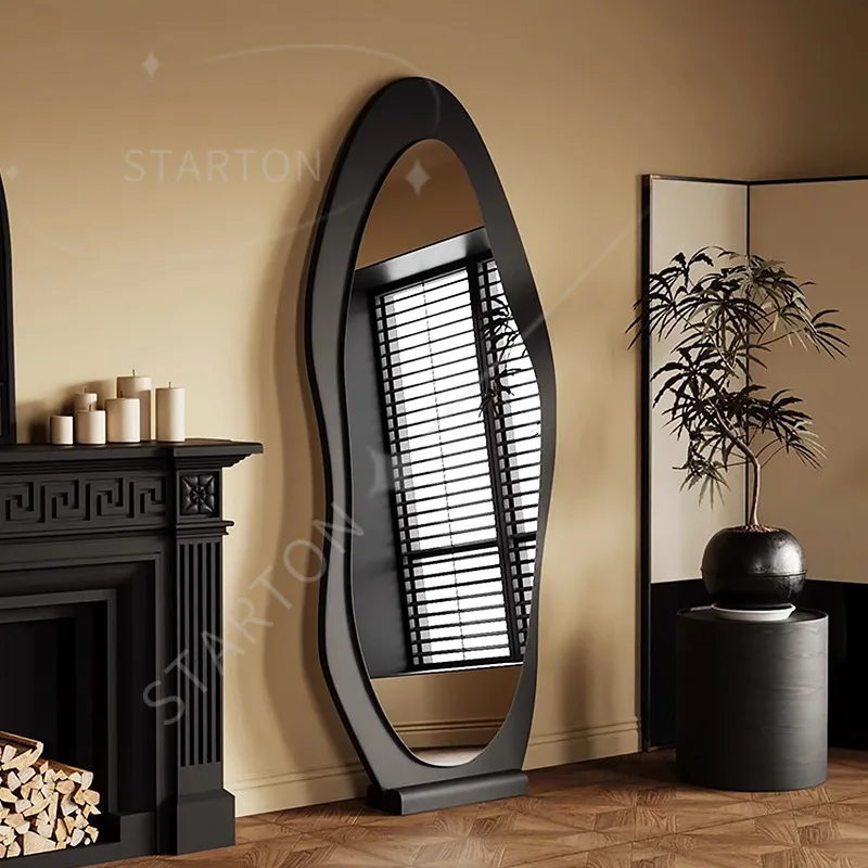 Large Mirror Mango Wood Full Body Mirror Floor Standing Dual Use Wall Mounted Hd Dressing Mirror Vintage Bedroom Living Room