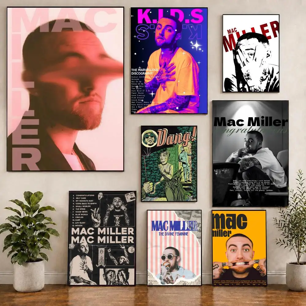 Mac Miller Singer Hip hop Vintage Poster Waterproof Sticky WallArt Print For Bedroom Living Room Hallway Bar Home Decor