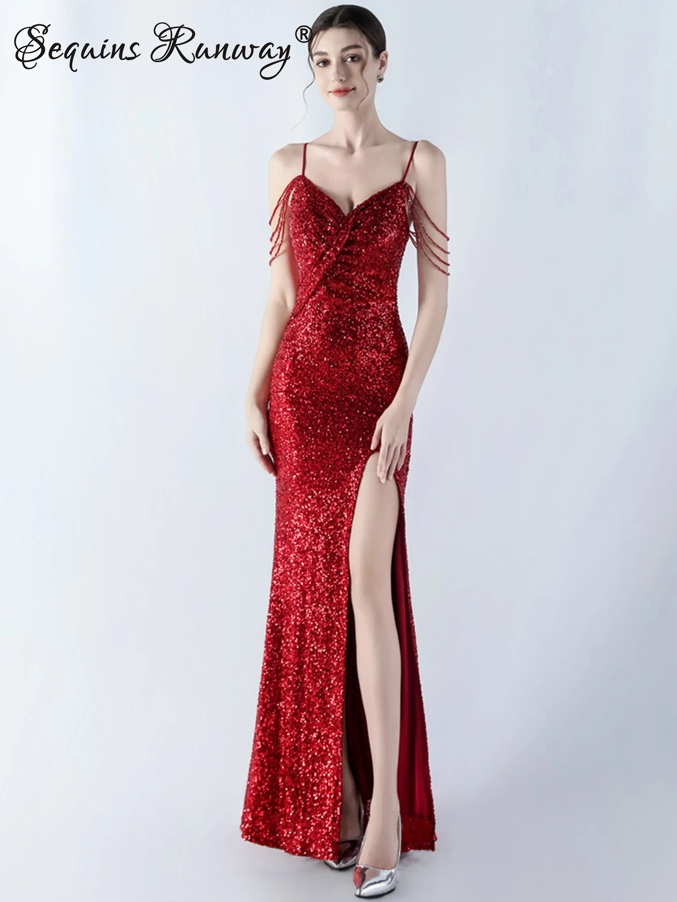 Seksowne sukienki maxi na wesele bez pleców 2025 damska sukienka letnia z cekinami elegancka luksusowa sukienka wieczorowa na studniówkę vestidos