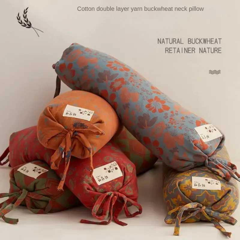 Cotton Gauze Buckwheat Leather Phone Case Cylindrical Pillow Cervical Support Improve Sleeping Candy Shaped Pillow