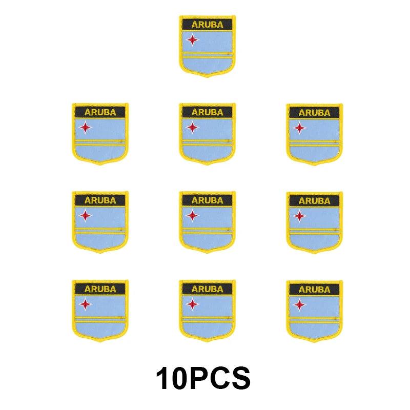 1-100PCS 7*6cm ARUBA Shield Shape Flag Embroidery Patches Iron on Saw on Transfer patches Sewing Applications for Clothes