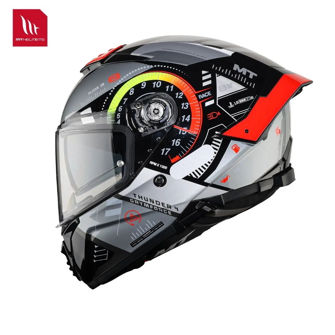 Thunder 4 Sv New Mt Motorcycle Helmets Full Face Big Spoiler Double Visors Motocross Racing Dual D-Ring Buckle Visor Lock S-4Xl