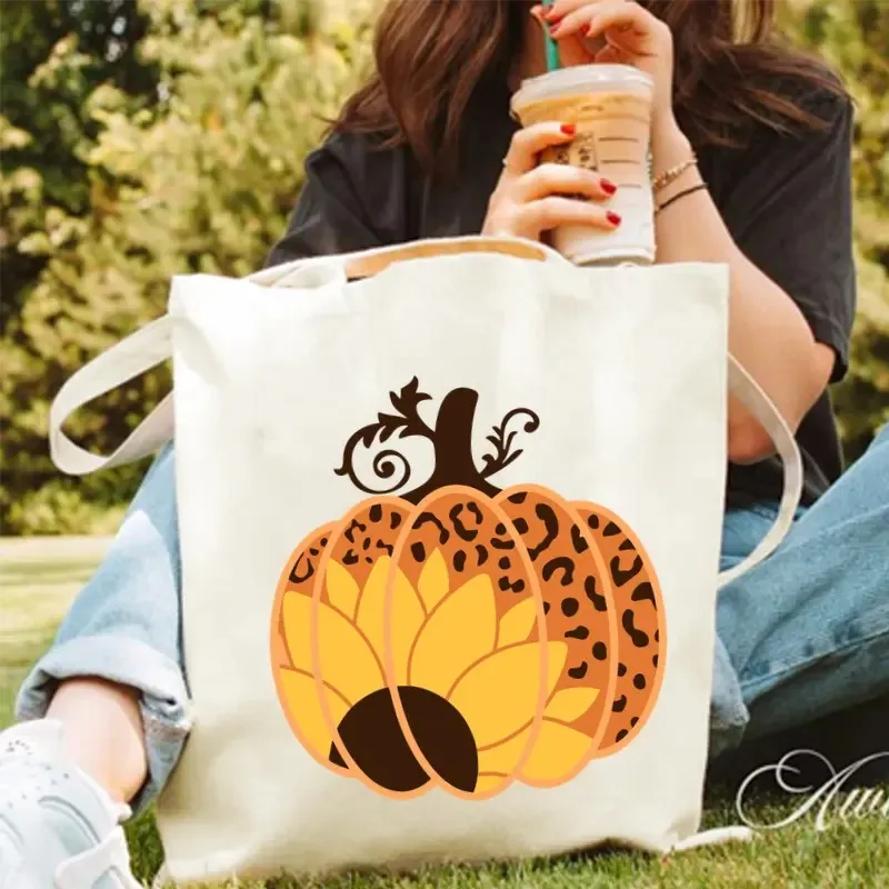 حقيبة حمل قماشية لعيد الشكر مصنوعة من مواد قماشية متينة للتسوق والنزهات والسفر ومستلزمات الحفلات وحقيبة يد على شكل يقطين ذات سعة كبيرة #2
