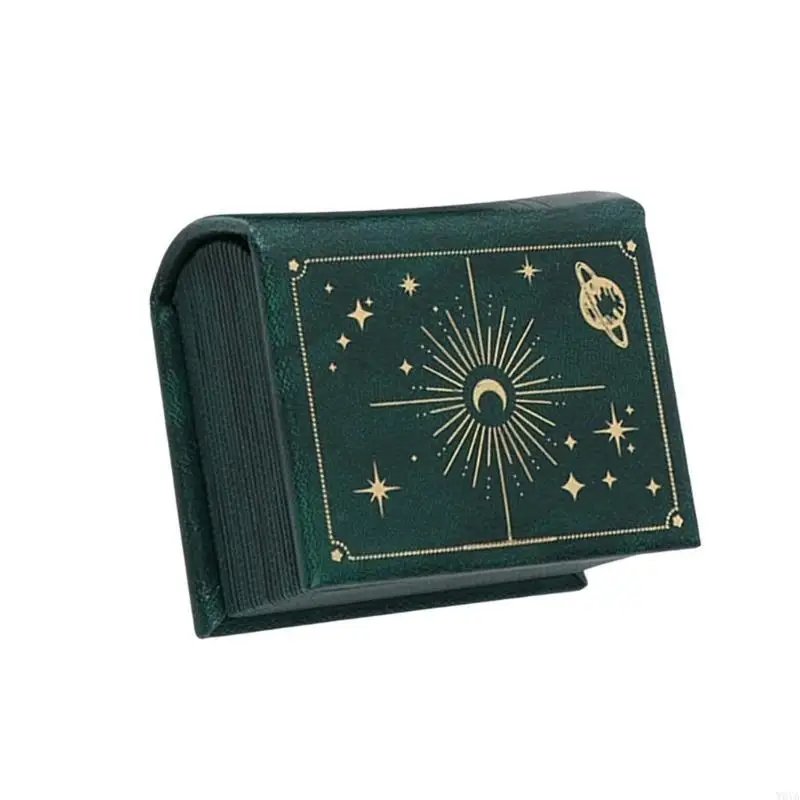 

W0YA Portable Retro Book Design Jewelry Holder Rings Case For Travel And Home Use