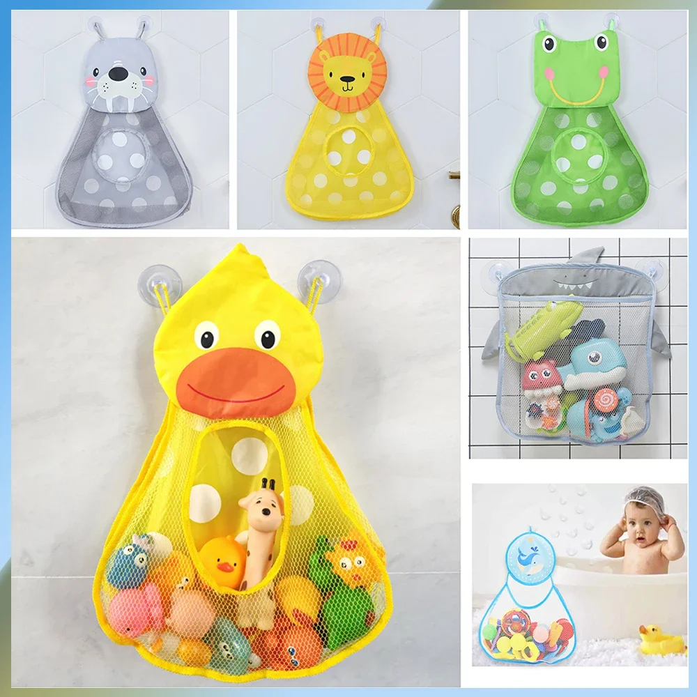 New Baby Bathroom Mesh Bag Sucker Design For Bath Toys Kids Basket Cartoon Animal Shapes Cloth Sand Toy Storage Net Mesh Bag Toy