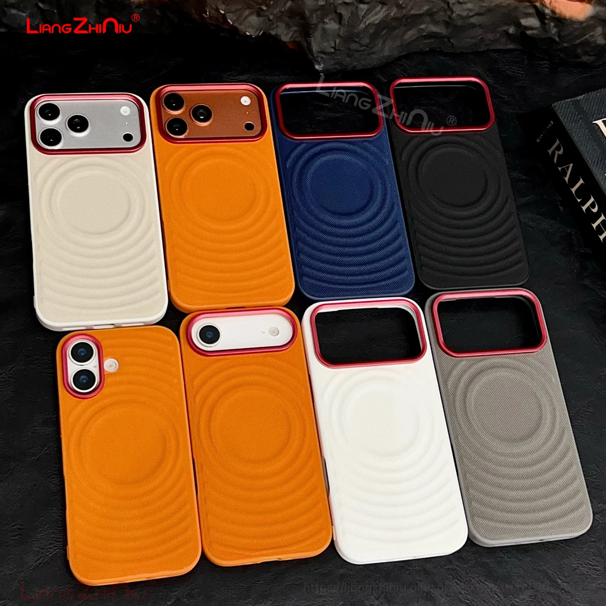 

Кожаный магнитный чехол с рябью для Iphone 17 Pro Max Air Magsafe Charge Grain Diamond Текстурированные отдельные кнопки Кожаный чехол