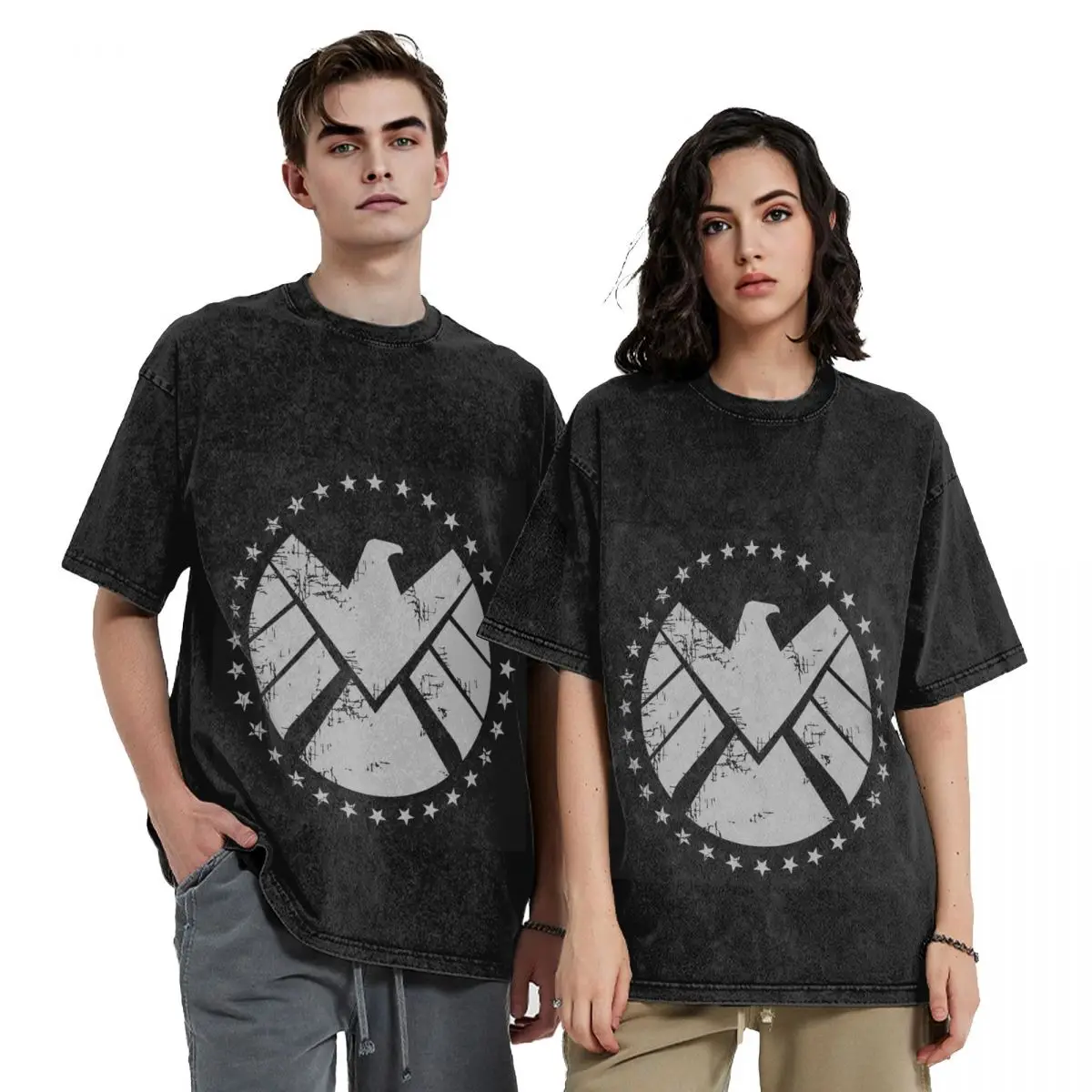 Shield Agent Training Hip Hop Short Sleeve T-Shirts Washed Tops Tees Streetwear T Shirt Harajuku for Men woman