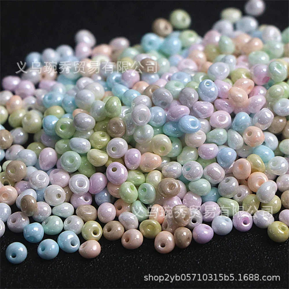 

Super excellent edge hole water droplet 5mm high gloss solid color bead handmade DIY bracelet necklace accessory material