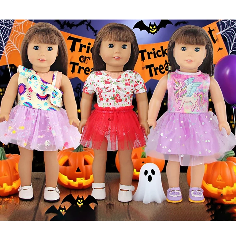 

Halloween 18 Inch Newborn Baby Doll Exquisite Dress Paired with Beautiful Doll Mesh Princess Dress Doll Accessory Set
