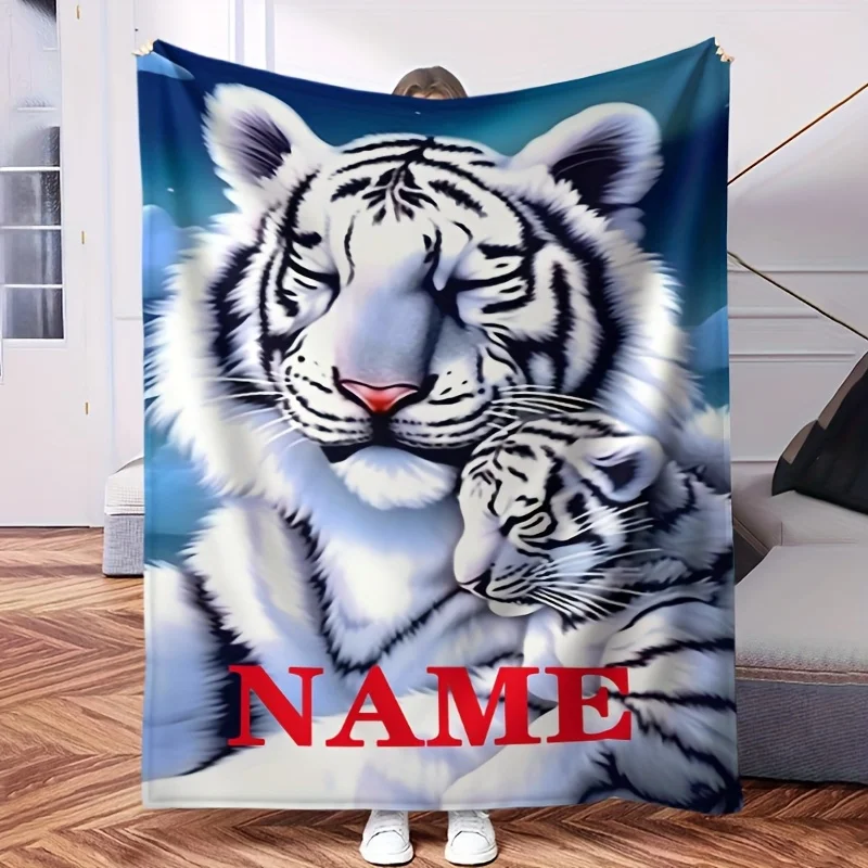 Cute Baby Tiger Pair Throw Blanket for Sofa Couch Decor Cozy Living Room Plush Art Gift Seasonal Winter Home Decor Accent