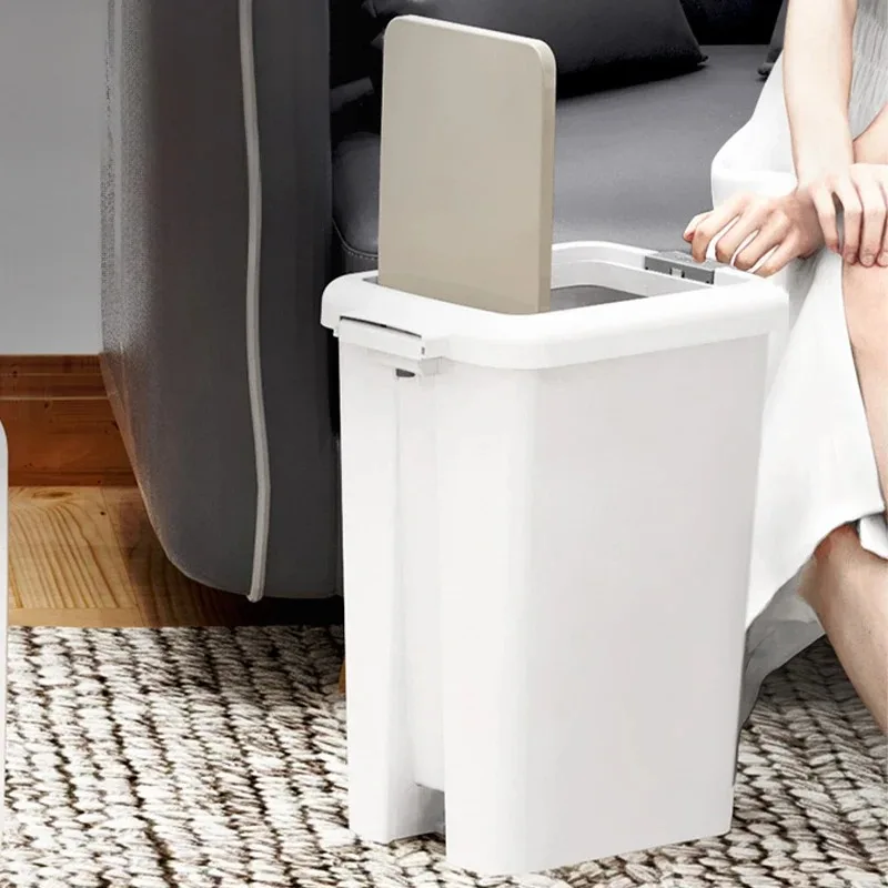 

Plastic Foot Pedal Double Opening Trash Can 10L/20L for Bathroom Kitchen Living Room Dorm Office - Easy To Use Trash Bin