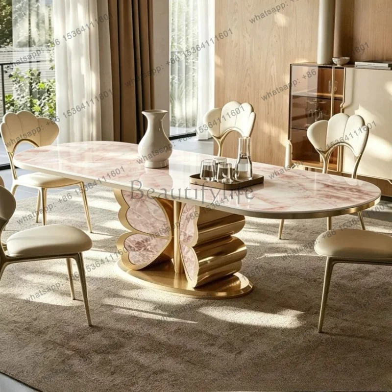 FG Modern Luxury Dining Tables Pliante High-end Modern Simple Rectangular Rock Slab Dining Table Kitchen 4 6 Chairs Room Furnitu