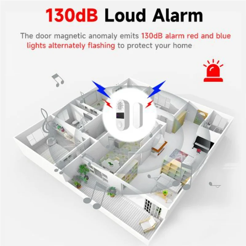 A37T-Wireless Home Door Window Sensor Burglar Security Alarms System Opening Magnetic Door Sensor 130Db Security Alarms