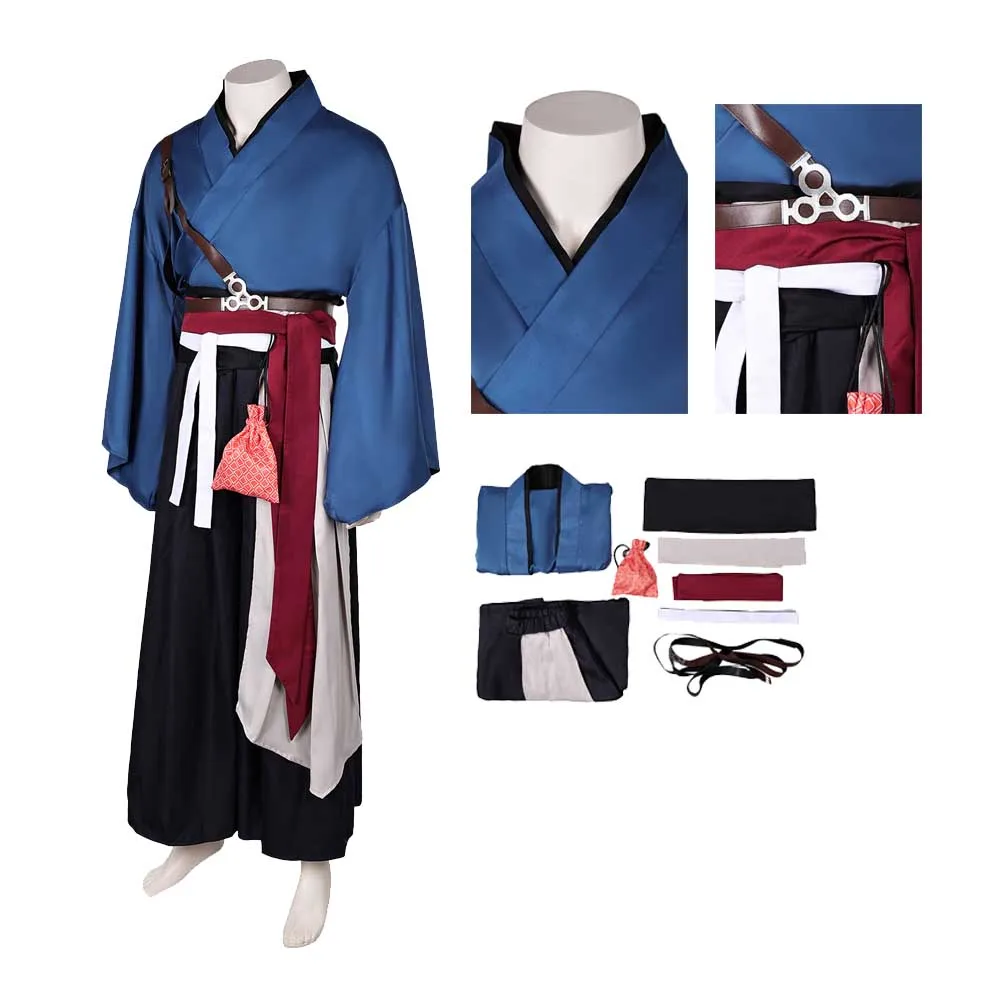 Ronin Cosplay Ninja Costume Adult Men Fantasia Kimono Belt Role Play Outfits Halloween Carnival Party Suit