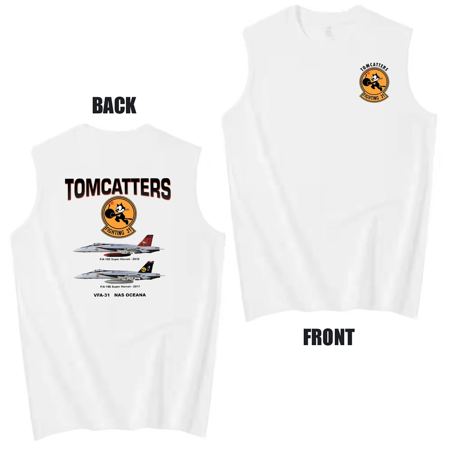 Naval VFA-31 Tomcatters Squadron F/A-18E Super Hornet Fighter Vest 100% Cotton O-Neck Summer Casual Mens Tanktop Sleeveless Tee