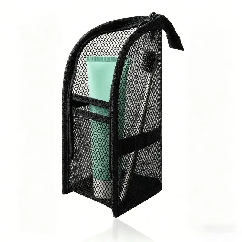 Breathable Mesh Toiletry Bag Stand Up Travel Cosmetic Organizer With Storage Pockets For Vacation Business Trip