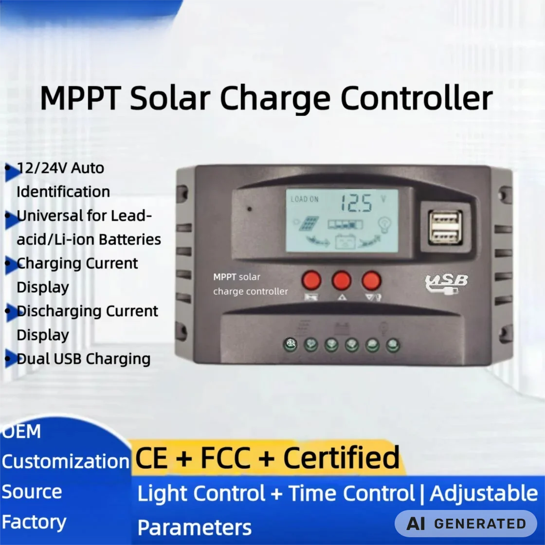 Mppt Solar Street Light Controller 30‑100A Solar Panel 12 24V Charger Led Intelligent Control For Solar Power System