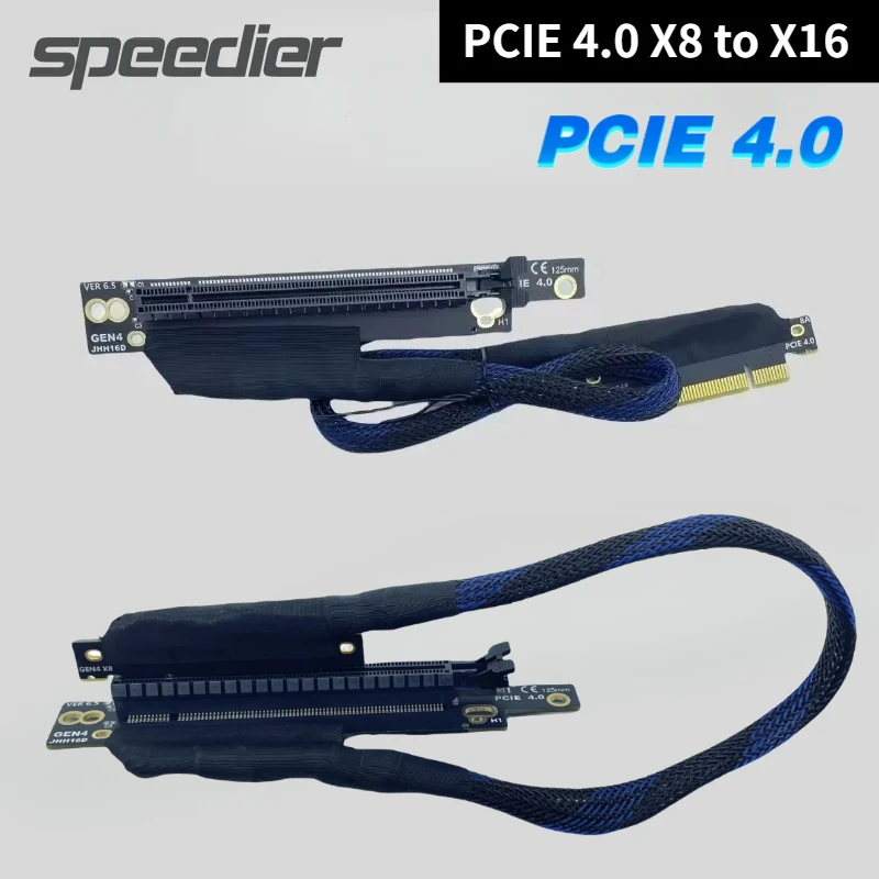 

GEN4 PCI-E 4.0 X8–X16 Удлинительный кабель видеокарты для сервера ПК для сервера AI Мягкий плетеный посеребренный провод Кабель шасси графического процессора