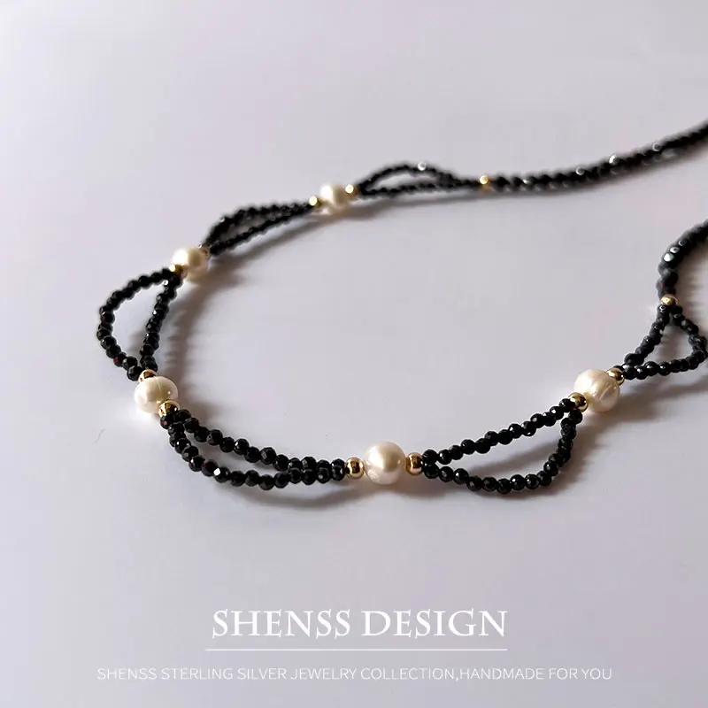 High Quality Super Shiny Natural Freshwater Pearl Necklace Zircon Choker Necklace 2