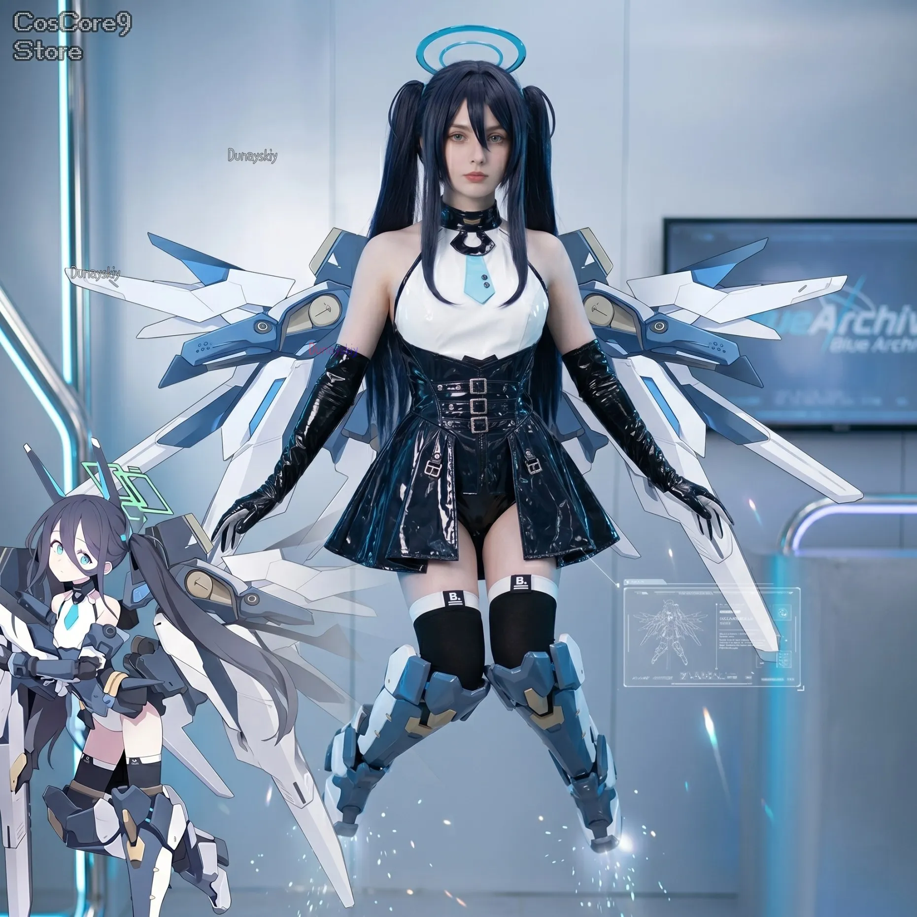 Blue Archive Tendou Arisu Combat Uniform Cosplay Costume Two Dimensional Game Outfit Halloween 3D Headwear Full Set  Party Cos
