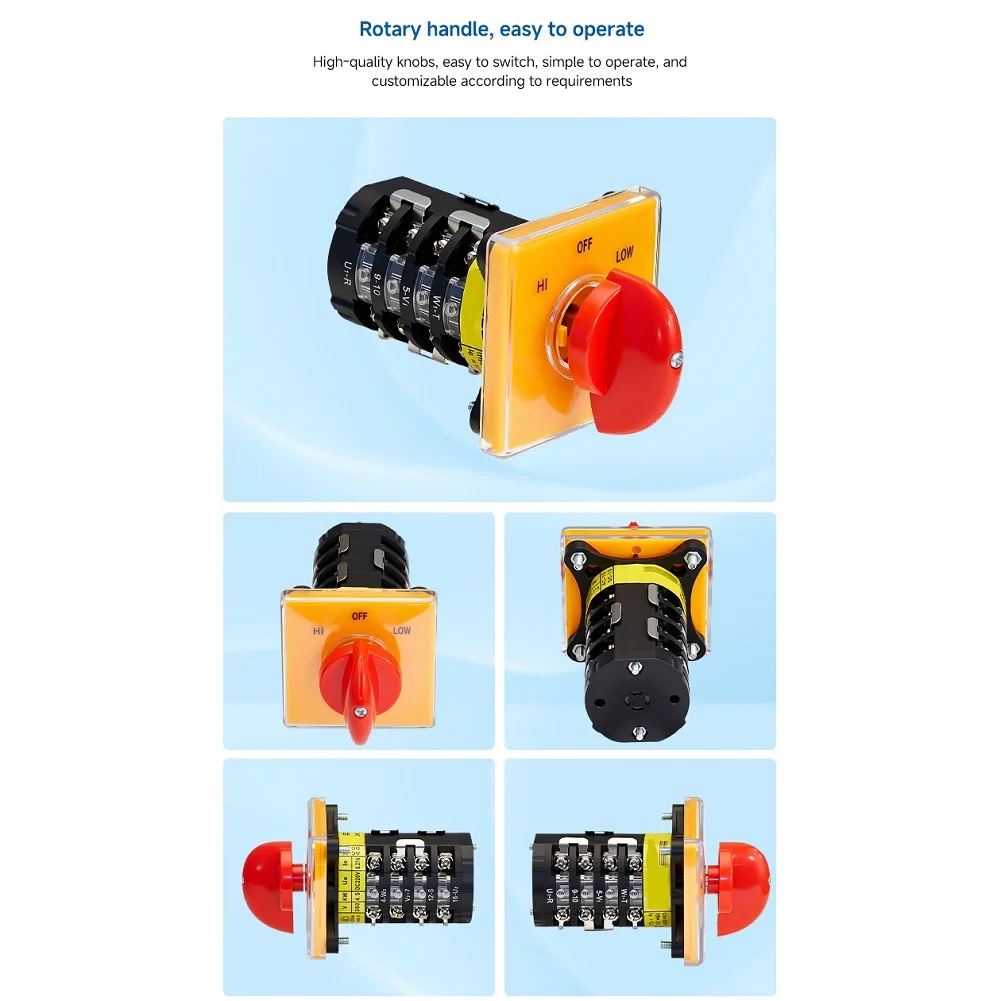 48x48mm SZW25 48D/4 3-Position 4-Section For HI-OFF-LOW Rotary Switch for Power Systems MacFor HInery Automation