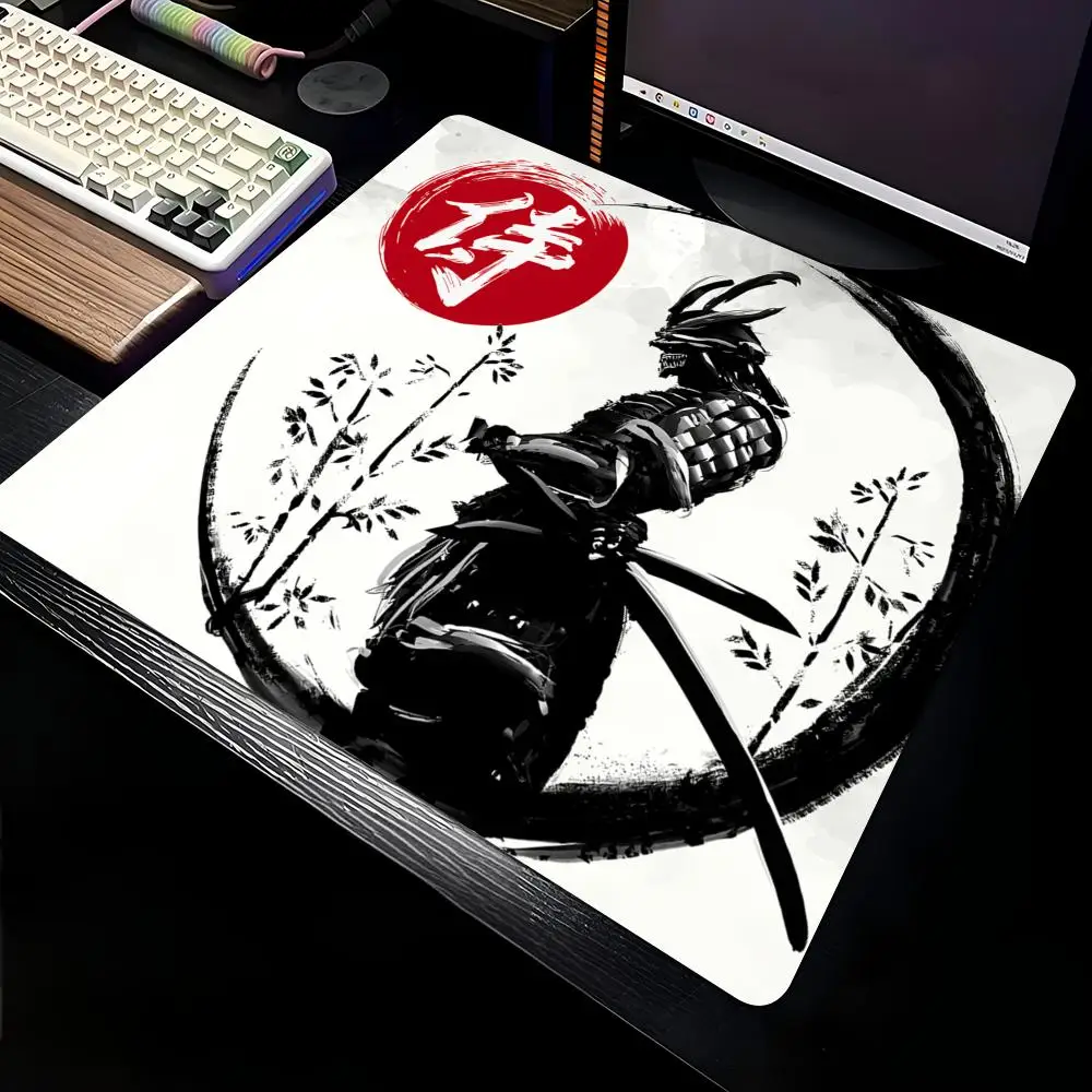 

Samurai Silhouette Pattern Design Gaming Mouse Pad Desk Mat 40X45CM mousepads with Stitched Edge pc accessories Gaming mats