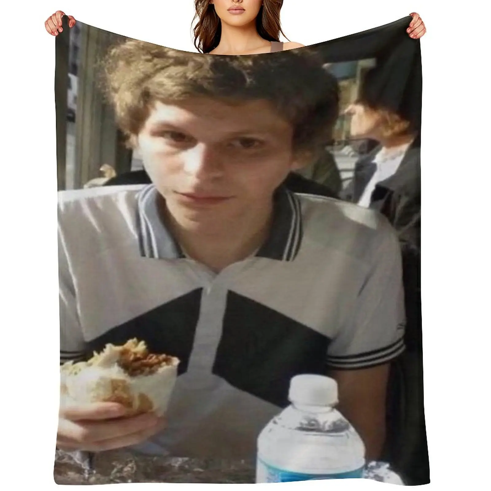 

Michael Cera Eating Burrito Throw Blanket Soft Plaid Plaid on the sofa For Baby Hairy Blankets