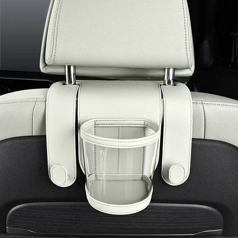 For Car Seat Back Dual Hooks with Cup Holder, Drink & Milk Tea Storage Bag Organizer, Auto Rear Seat Storage Box