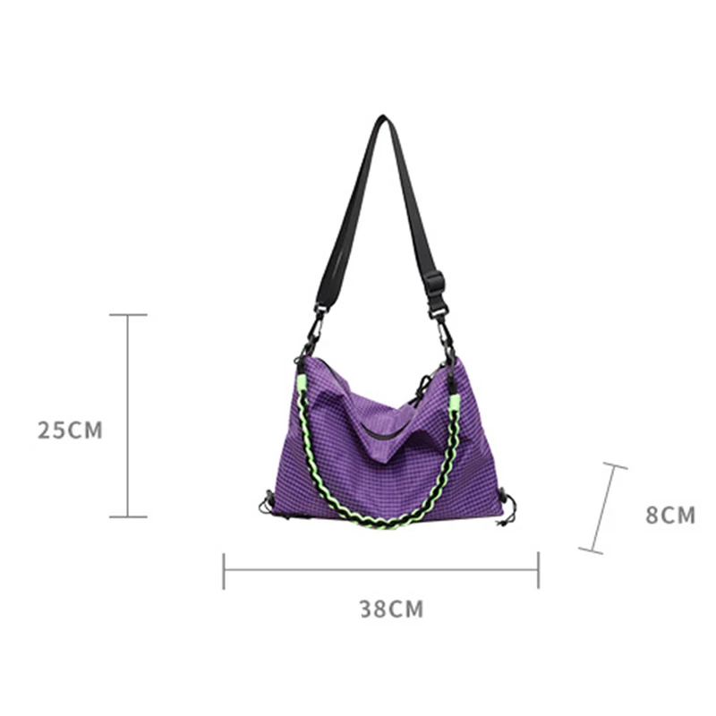 Lässige, karierte, wasserdichte Stoff-Umhängetasche, leichte Reisetasche für Damen, vielseitige Crossbody-Tasche – Detail 25