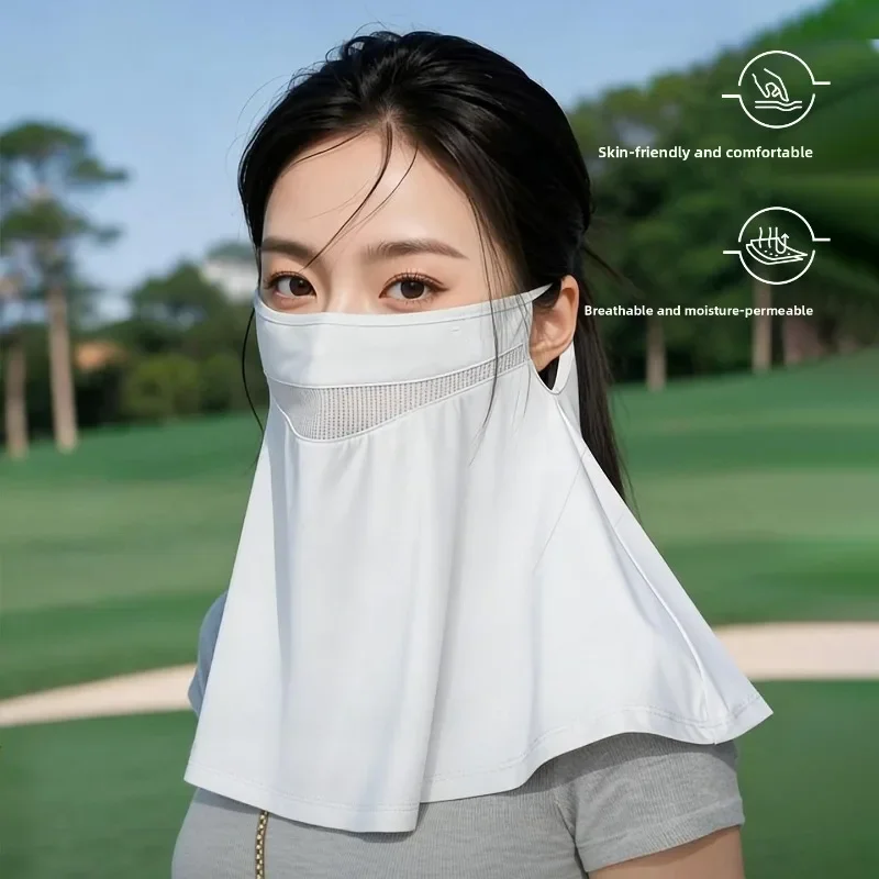 Women Summer UV Protection Sunscreen Mask Shawl Neck Cover Breathable Cycling Outdoor Sunshade Elastic Lightweight