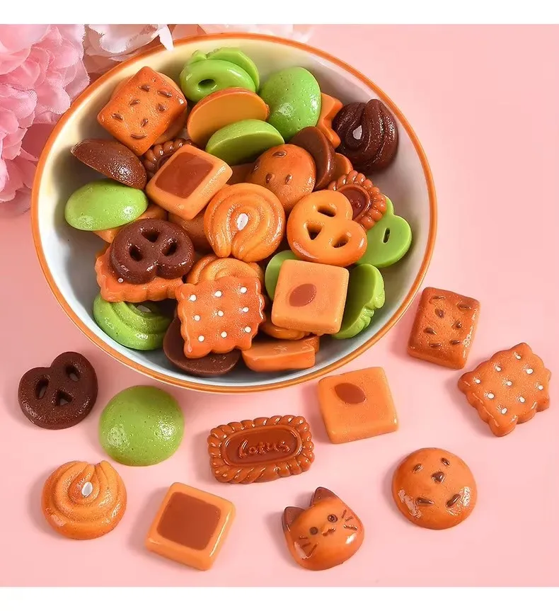 10pcs Resin Fake Chocolate Biscuit Series Miniatures Flatback Cabochon Scrapbook Embellishments DIY Charms Accessories