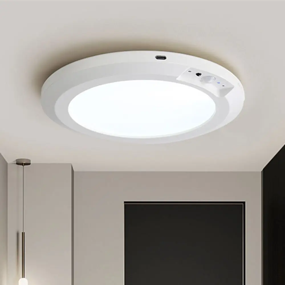 

Round Motion Sensor Lights 3 Color Wireless induction Ceiling Light with Remote Control Rechargeable LED Closet Lamp Entrance