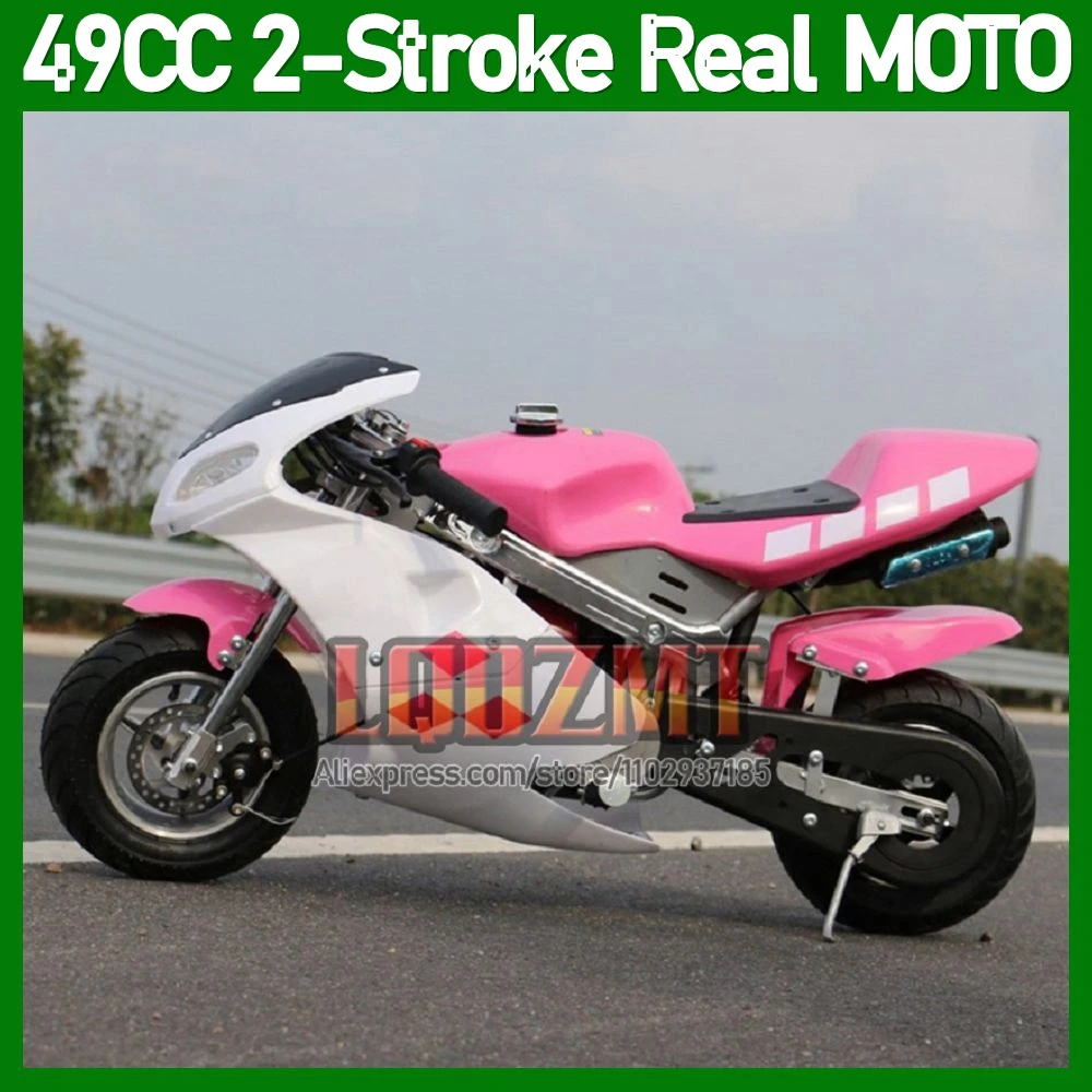 49CC 50CC Mini Motorcycle 2 Stroke Mountain Gasoline Pocket Bike Off-Road Superbike Buggy Small MOTO Bikes Kid Racing Motorbike