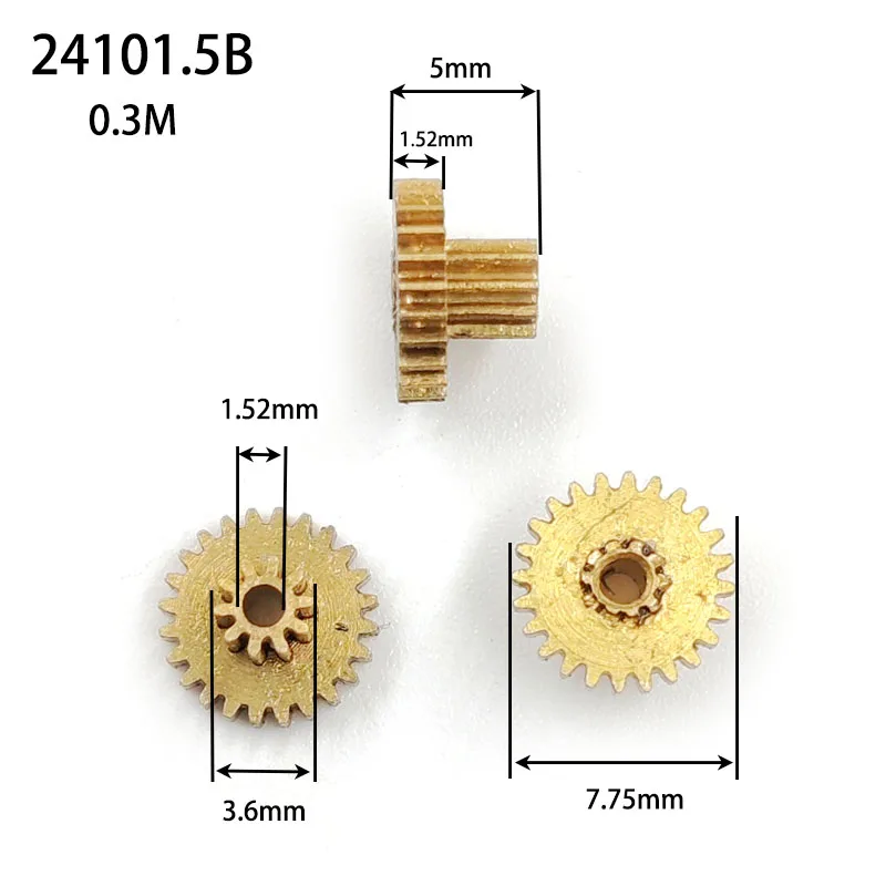 

24101.5B Двойная медная шестерня 0,3 м 24 + 10 т Редукционные коробчатые шестерни Отверстие 1,5 мм