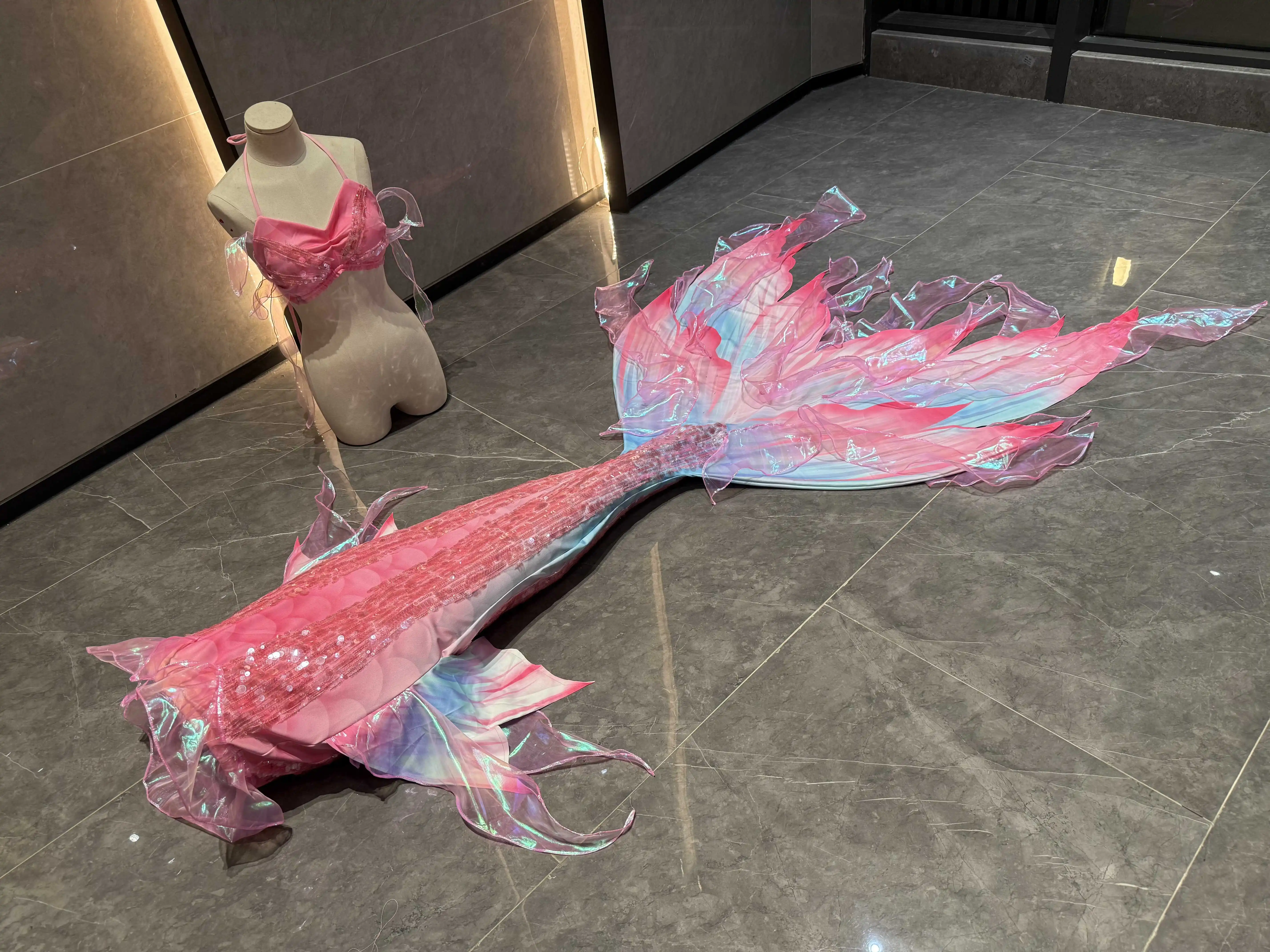 حار بيع الغزل العائم الأصلي حورية البحر الوردي الأزرق ذيل السمكة جلد السمك حوض السمك اطلاق النار حورية البحر أداء دعوى ملابس السباحة