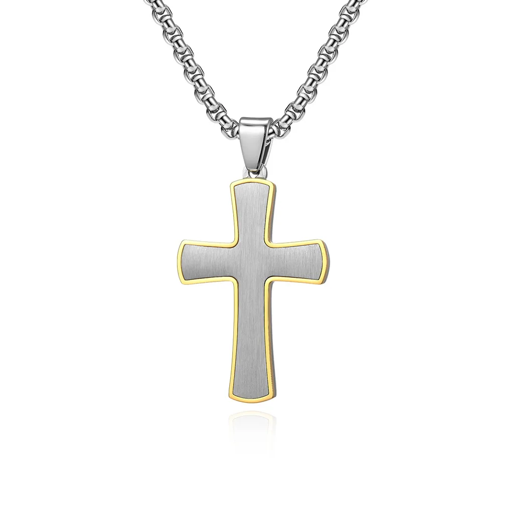 Fashion Creative Minimalist Style Stainless Steel Cross Pendant Necklace Men Boys Girls Punk Hip Hop Friendship Jewelry Gifts