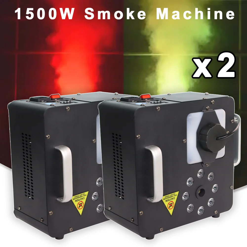 2PCS1500W Fog Smoke Machine Remote DMX Control LED RGB Light Haze Jet Effect Machine DJ Disco Nightclub Wedding Stage Equipment