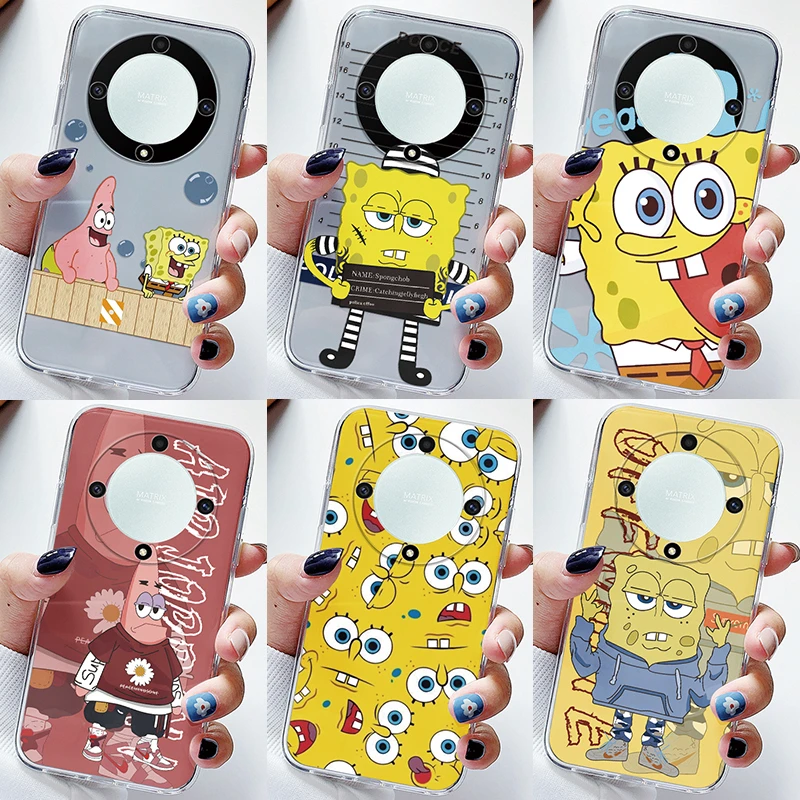 For Honor Magic 5 Lite X9a 5G Soft Silicone Transparent Protective Capa Sponge-Bob-Patrick-Star Back Cover For HonorX9A X 9A Bag