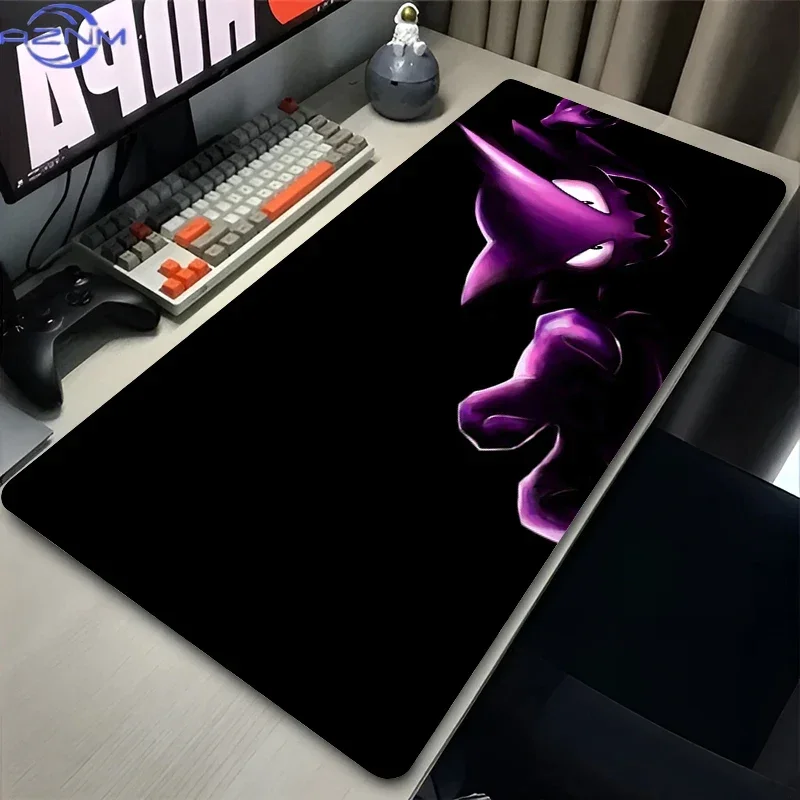Gengar Dark Purple Shadow Anime Mouse Pad, Rubber Non-Slip Desk Mat, Minimalist Black Background Ghost Pokemon Gaming Mouse Pad