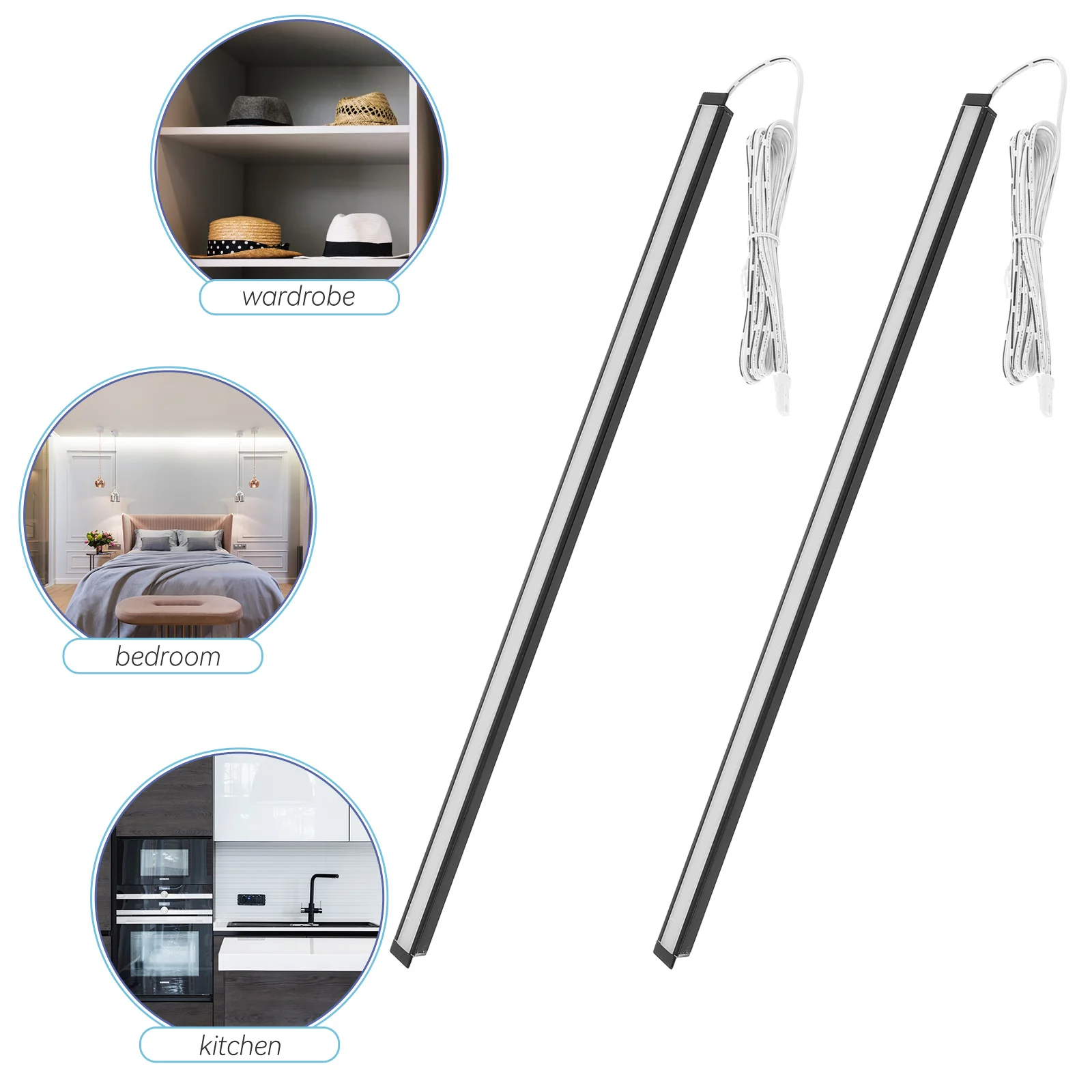 

2pcs Rechargeable Lighting Kit Led Strip Lamp For Wardrobe Closet Drawer Kitchen Narrow Hidden Installation Lights Led Under